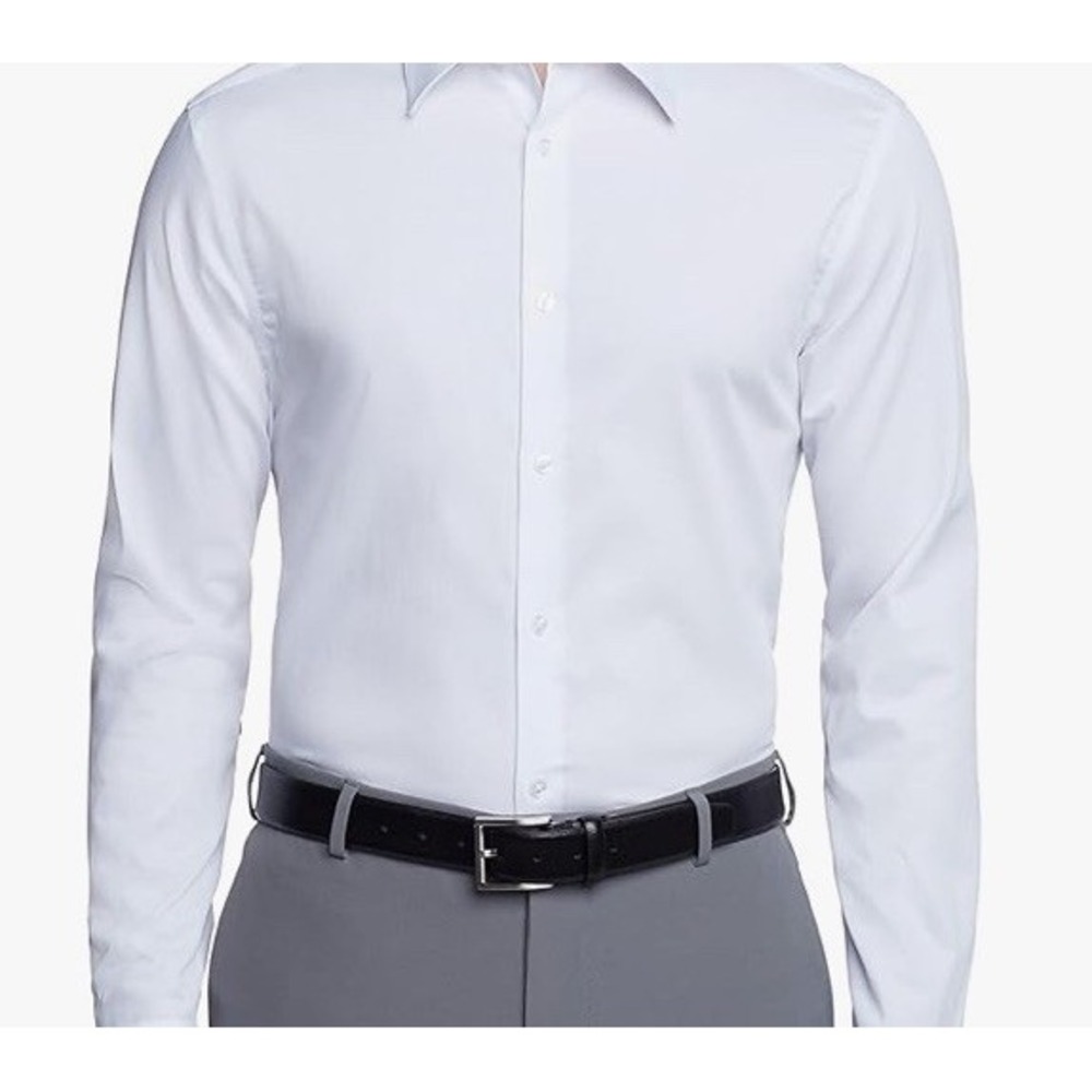Calvin Klein Dress‎ Shirt Mens Size 18 36/37 2XLT White Cotton Slim Fit Non-Iron